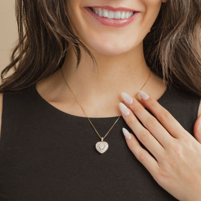 Diamond Blossom (G Womens 1 CT. T.W. Lab Grown White Diamond 10K White Gold Heart 18 Inch Pendant Necklace