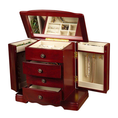 Mele and Co Harmony Musical Cherry-Finish Jewelry Box