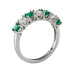 Lab-Created Emerald & Lab-Created White Sapphire Sterling Silver Ring