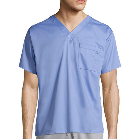 Wink Wonderwork Unisex Adult V Neck Tag Free Short Sleeve Scrub Top, X-large, Blue