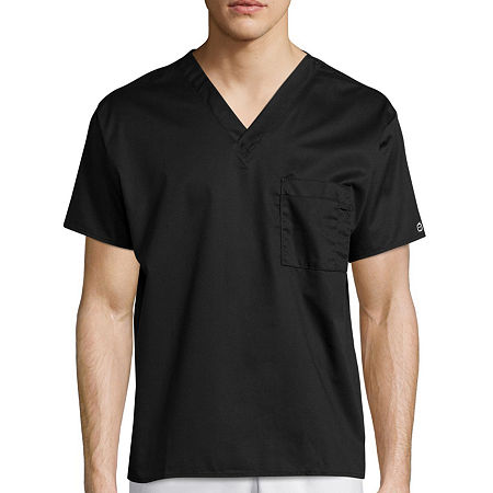 Wink Wonderwork Unisex Adult Big And Tall V Neck Tag Free Short Sleeve Scrub Top, 4x-large, Black