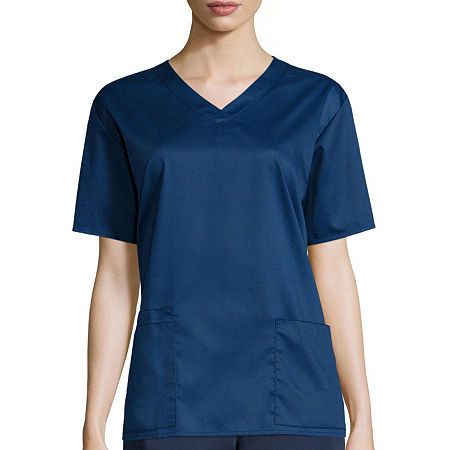 Wink Wonderwork Womens V Neck Short Sleeve Tag Free Scrub Top, 5x-large, Blue