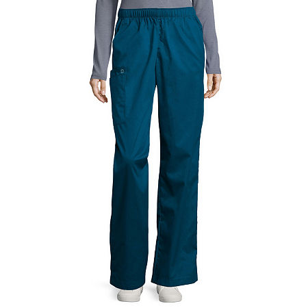 Wink Wonderwork 501 Pull-On Cargo Womens Tag Free Scrub Pants, Petite 3x-large, Blue