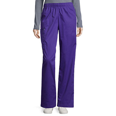 Wink Wonderwork 501 Pull-On Cargo Womens Tag Free Scrub Pants, Large Tall, Purple