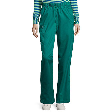 Wink Wonderwork 501 Pull-On Cargo Womens Tag Free Scrub Pants, Small Tall, Green