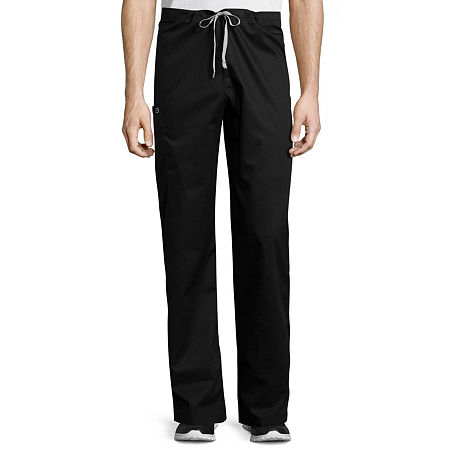 Wink Wonderwork 500 Drawstring Cargo Unisex Adult Big And Tall Tag Free Scrub Pants, Medium Tall, Black