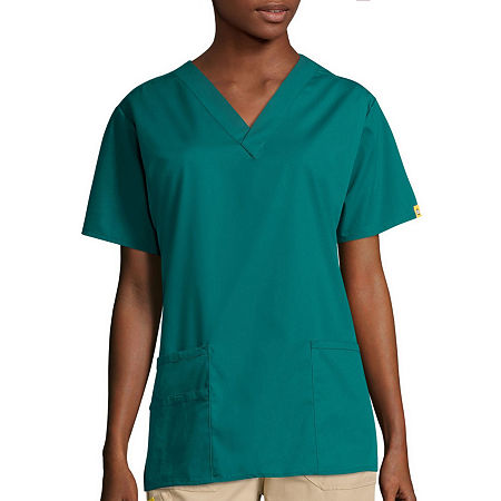 Wink Origins Bravo 3-Pocket Womens V Neck Tag Free Short Sleeve Scrub Top, X-small, Green