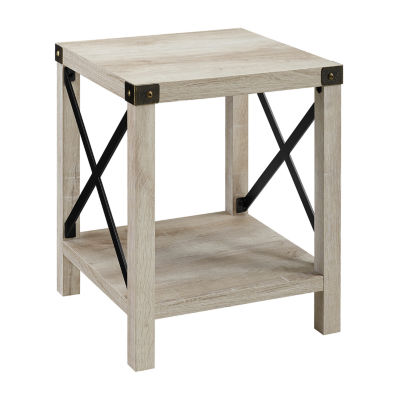 Farmhouse Rustic Wood Square Side Table