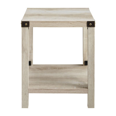 Farmhouse Rustic Wood Square Side Table