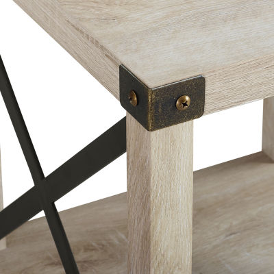Farmhouse Rustic Wood Square Side Table