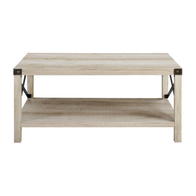 Metal X Rustic Wood Coffee Table