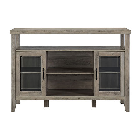 Farmhouse Highboy Glass Door Tv Console, One Size, Gray