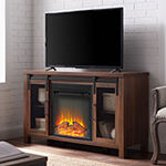 Rustic Sliding Door Fireplace TV Stand
