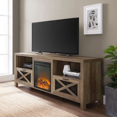 Rustic Open Shelf 70" Fireplace TV Stand