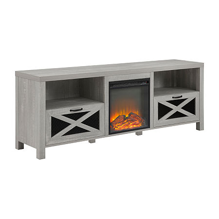 Rustic Open Shelf 70 Fireplace TV Stand, One Size, Gray