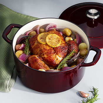  Tramontina Enameled Cast Iron 7-Qt. Covered Round Dutch Oven -  Red: Home & Kitchen