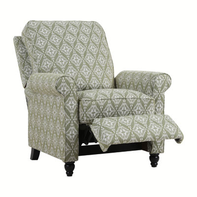 ProLounger Sheahan Transitional Roll-Arm Push Back Recliner in Diamond Medallion Print