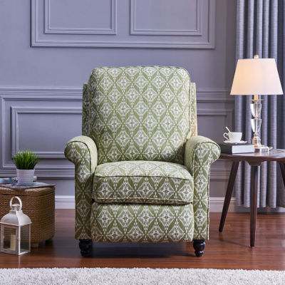 ProLounger Sheahan Transitional Roll-Arm Push Back Recliner in Diamond Medallion Print