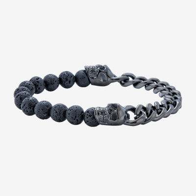 Mens Stainless Steel Beaded Bracelet