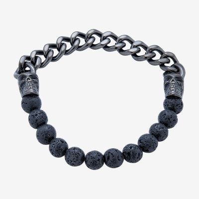 Mens Stainless Steel Beaded Bracelet