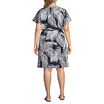 Liz Claiborne Short Sleeve Floral A-Line Dress Plus