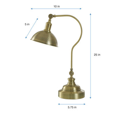Collective Design By Stylecraft Brass With Hammered Globe Desk Lamp