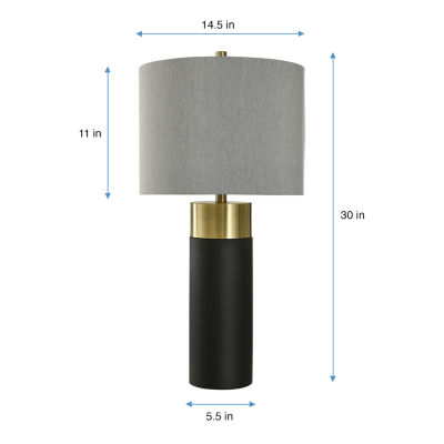 Collective Design By Stylecraft Black Cement and Brass Table Lamp