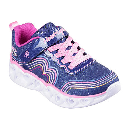Skechers Girls Heart Lights Retro Hearts Sneakers, 3 Medium, Blue