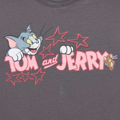 Juniors Womens Crew Neck Short Sleeve Tom and Jerry Graphic T-Shirt