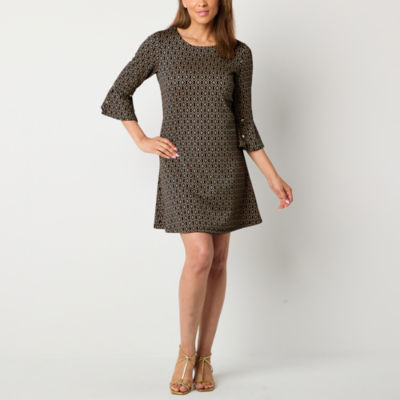 R & K Originals Womens 3/4 Sleeve Shift Dress