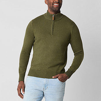 St. John's Bay Quarter Zip Mens Mock Neck Long Sleeve St. John's Bay Quarter Zip Mens Mock Neck Long Sleeve