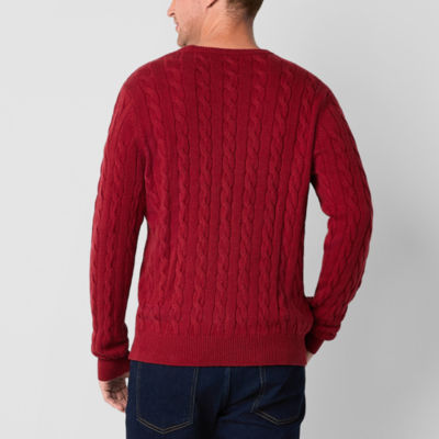 St. John's Bay Cable Mens Crew Neck Long Sleeve Pullover Sweater