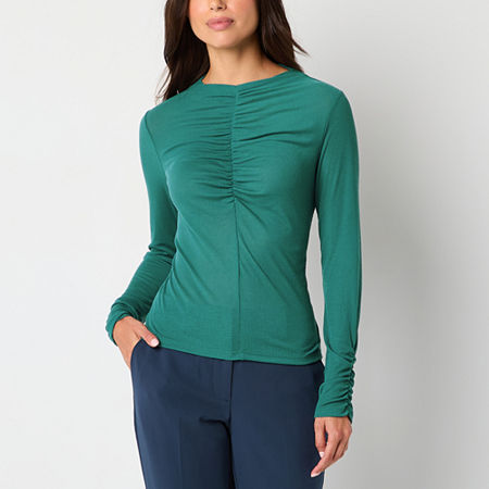 Worthington Womens High Neck Long Sleeve Blouse, Xx-large, Green