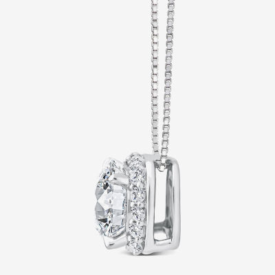 (H / Si2) Womens 1 CT. T.W. Lab Grown White Diamond 10K Gold Cushion Pendant Necklace