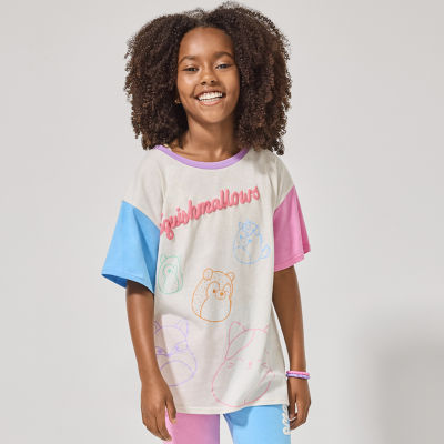 Little & Big Girls Oversized Round Neck Short Sleeve Squishmallows Graphic T-Shirt