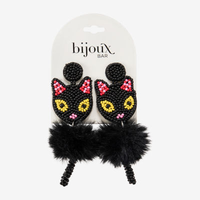 Bijoux Bar Black Cat Drop Earrings