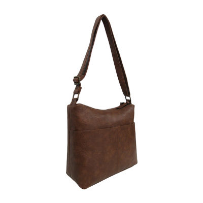 Bueno of California Double Zip Hobo Crossbody Bag