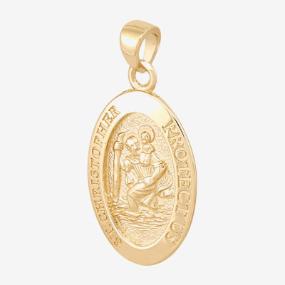 St. Christopher Unisex Adult 14K Gold Oval Pendant