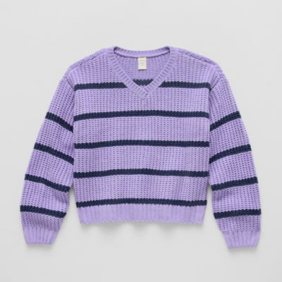 Thereabouts Little & Big Kid Girls V Neck Long Sleeve Pullover Sweater