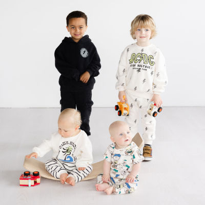 Grayson Little Baby Boys Peanuts Crew Neck Short Sleeve Rib Jumpsuit