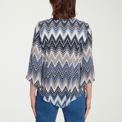 Alfred Dunner Classics Womens Crew Neck 3/4 Sleeve T-Shirt