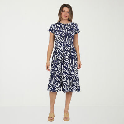 24seven Comfort Apparel Womens Midi Boat Neck Short Sleeve