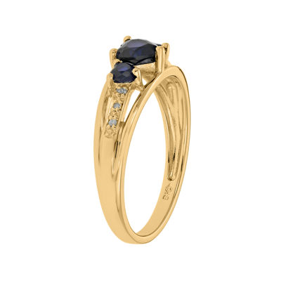 Lab-Created Sapphire and Diamond-Accent 3-Stone Heart Ring