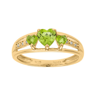 Genuine Peridot and Diamond-Accent 3-Stone Heart Ring