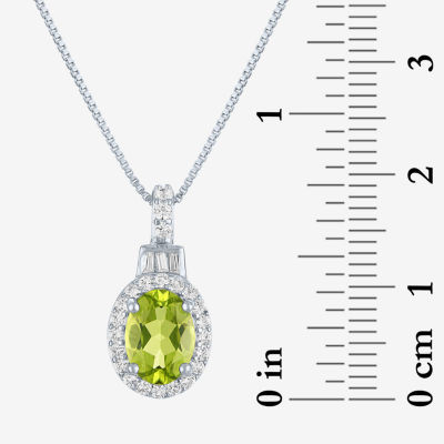 Womens Genuine Green Peridot Sterling Silver Pendant Necklace