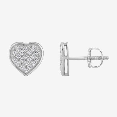 1/6 CT. T.W. Natural White Diamond 10K Gold 8.4mm Heart Stud Earrings