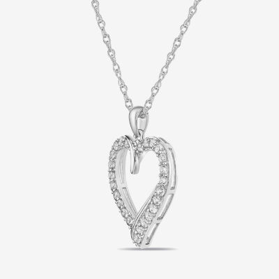 Diamonart Womens White Cubic Zirconia Sterling Silver Heart Pendant Necklace