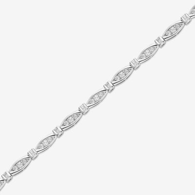 Diamonart White Cubic Zirconia Sterling Silver 7.25 Inch Tennis Bracelet