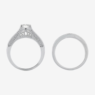 DiamonArt® Cubic Zirconia Sterling Silver Bridal Set