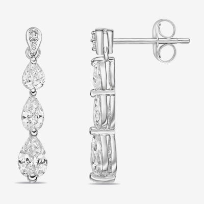 Diamonart Cubic Zirconia Sterling Silver Drop Earrings